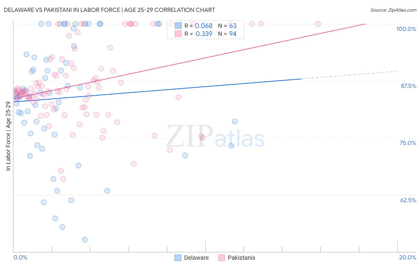 Delaware vs Pakistani In Labor Force | Age 25-29
