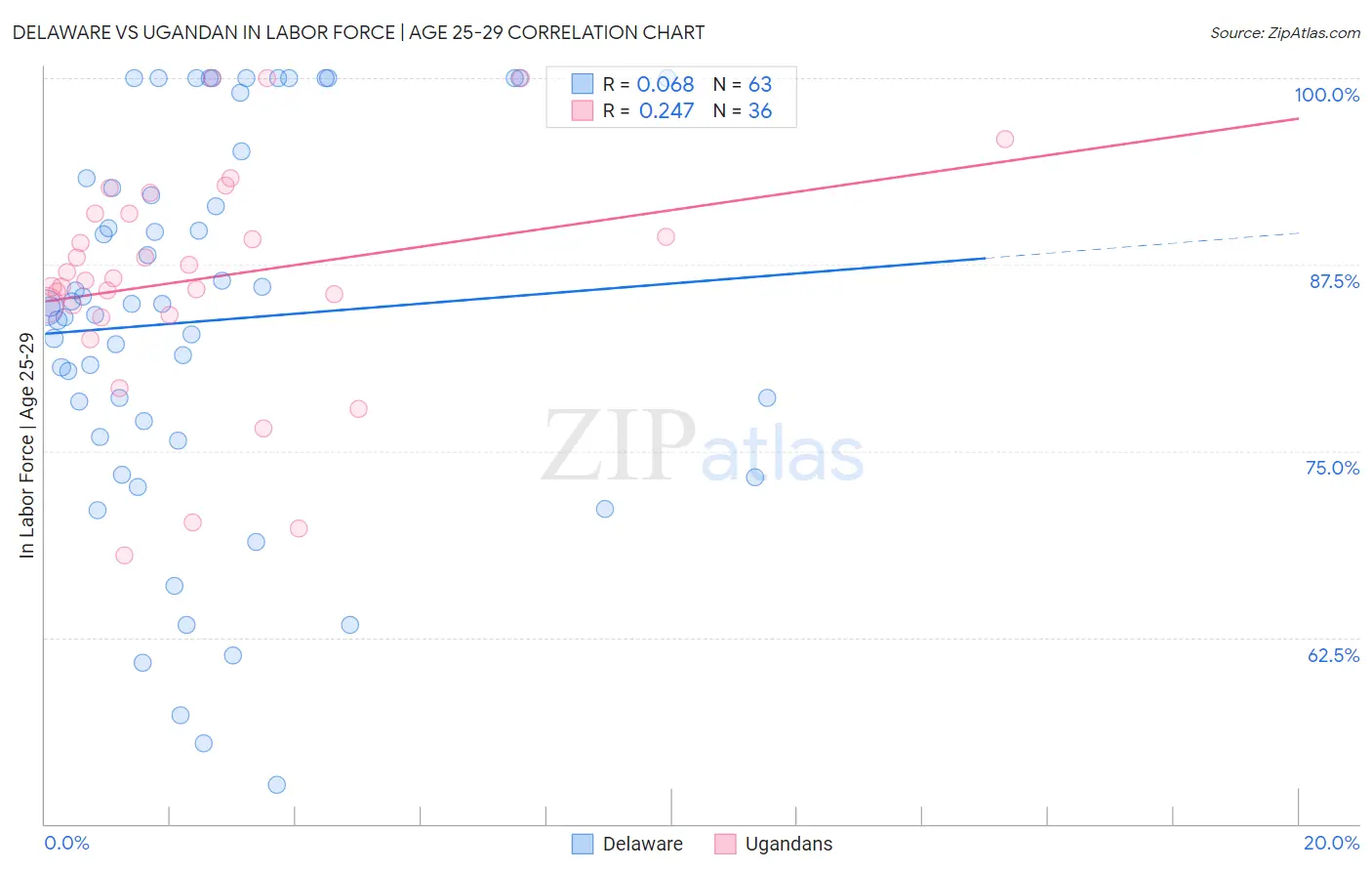 Delaware vs Ugandan In Labor Force | Age 25-29