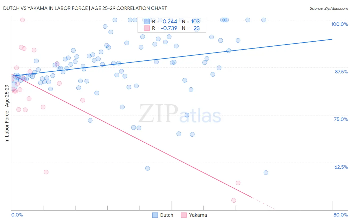 Dutch vs Yakama In Labor Force | Age 25-29