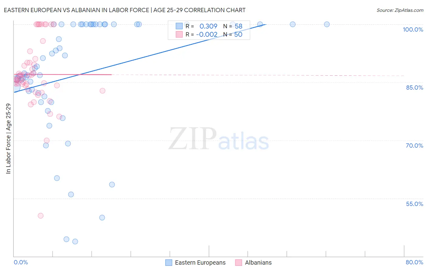 Eastern European vs Albanian In Labor Force | Age 25-29