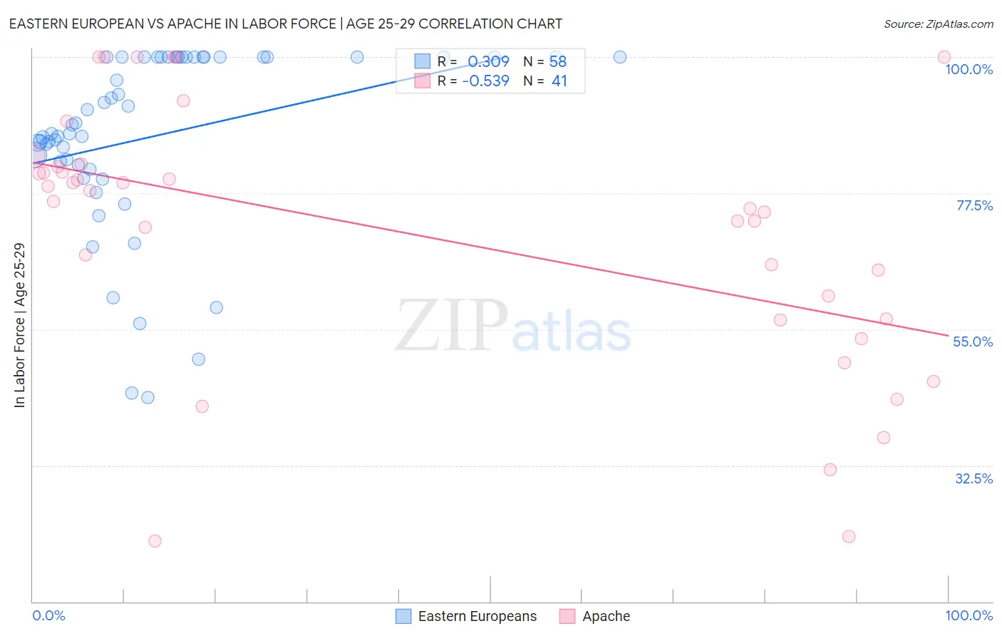 Eastern European vs Apache In Labor Force | Age 25-29