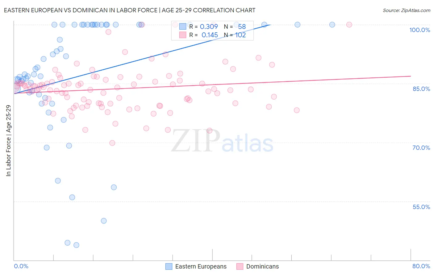 Eastern European vs Dominican In Labor Force | Age 25-29