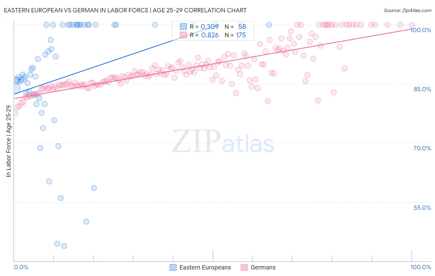 Eastern European vs German In Labor Force | Age 25-29