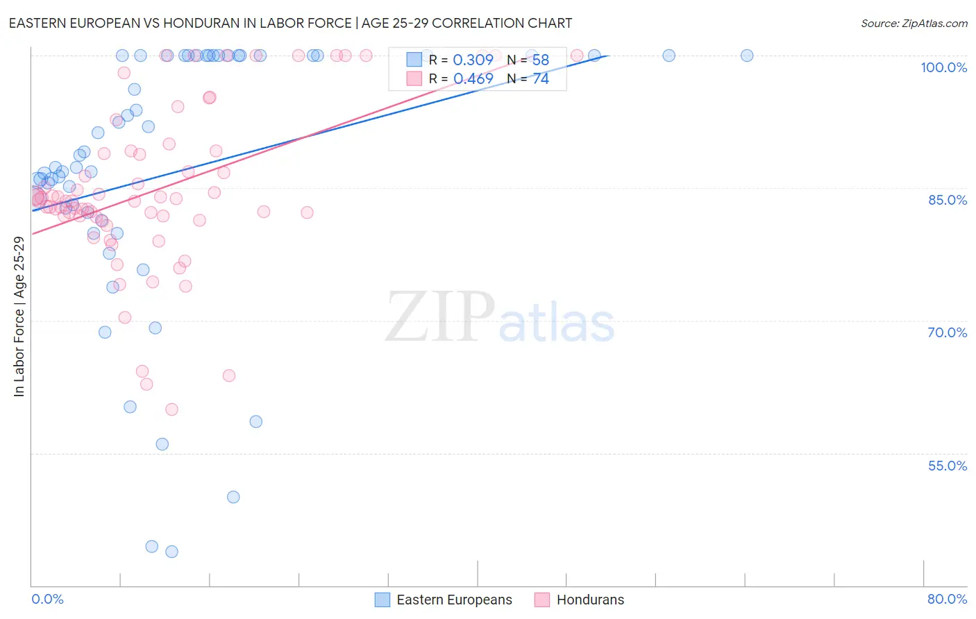 Eastern European vs Honduran In Labor Force | Age 25-29
