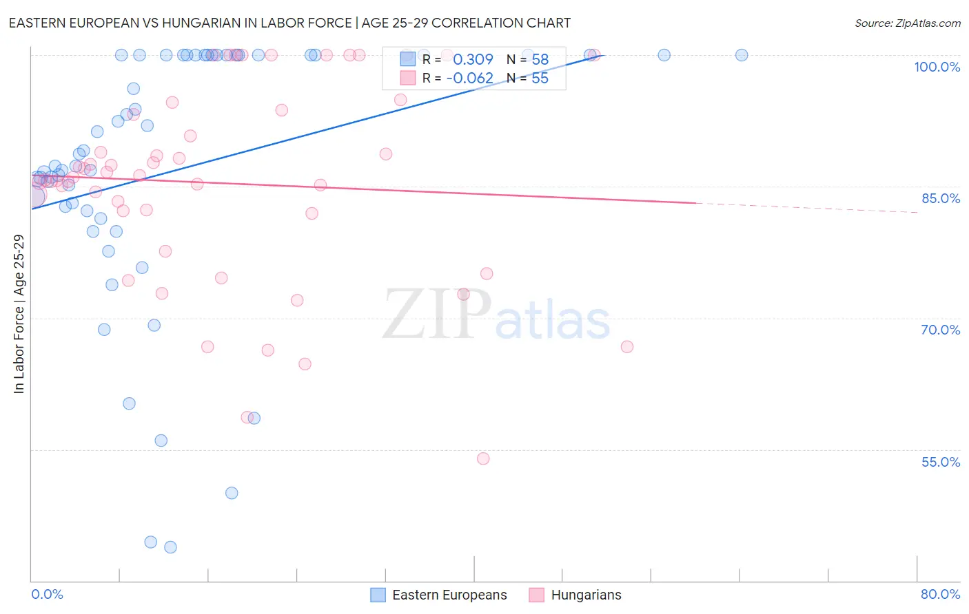 Eastern European vs Hungarian In Labor Force | Age 25-29