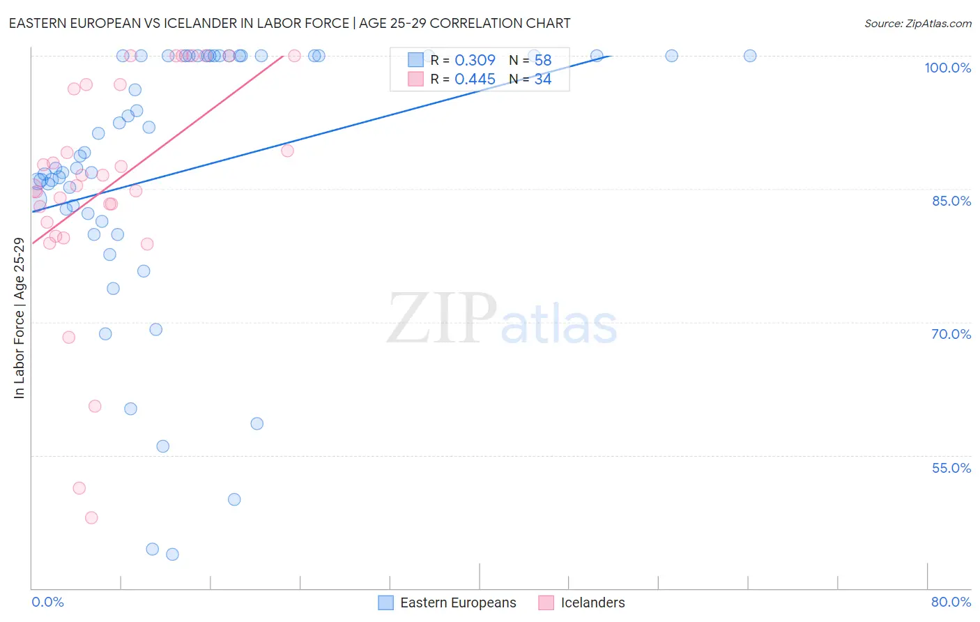 Eastern European vs Icelander In Labor Force | Age 25-29