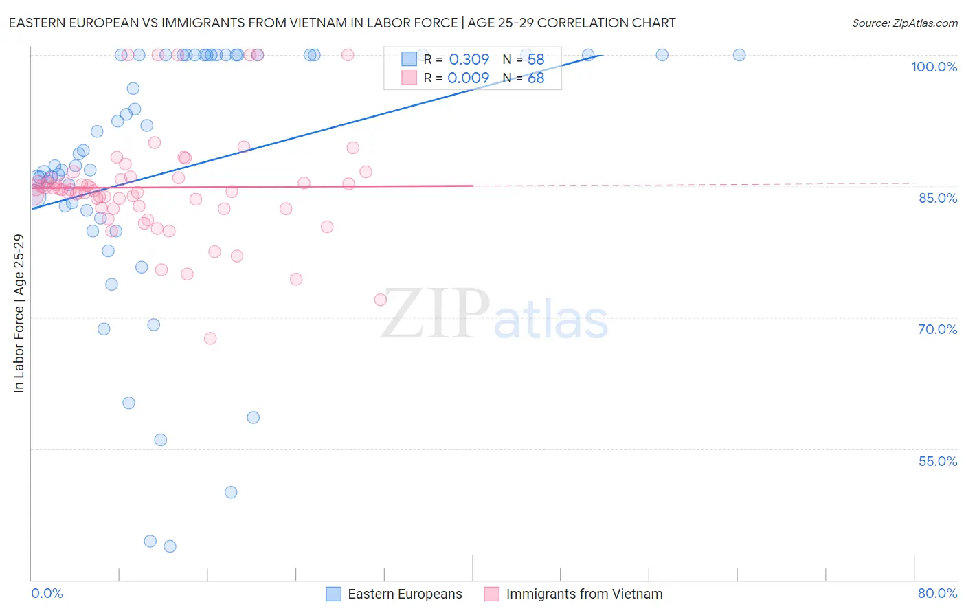 Eastern European vs Immigrants from Vietnam In Labor Force | Age 25-29