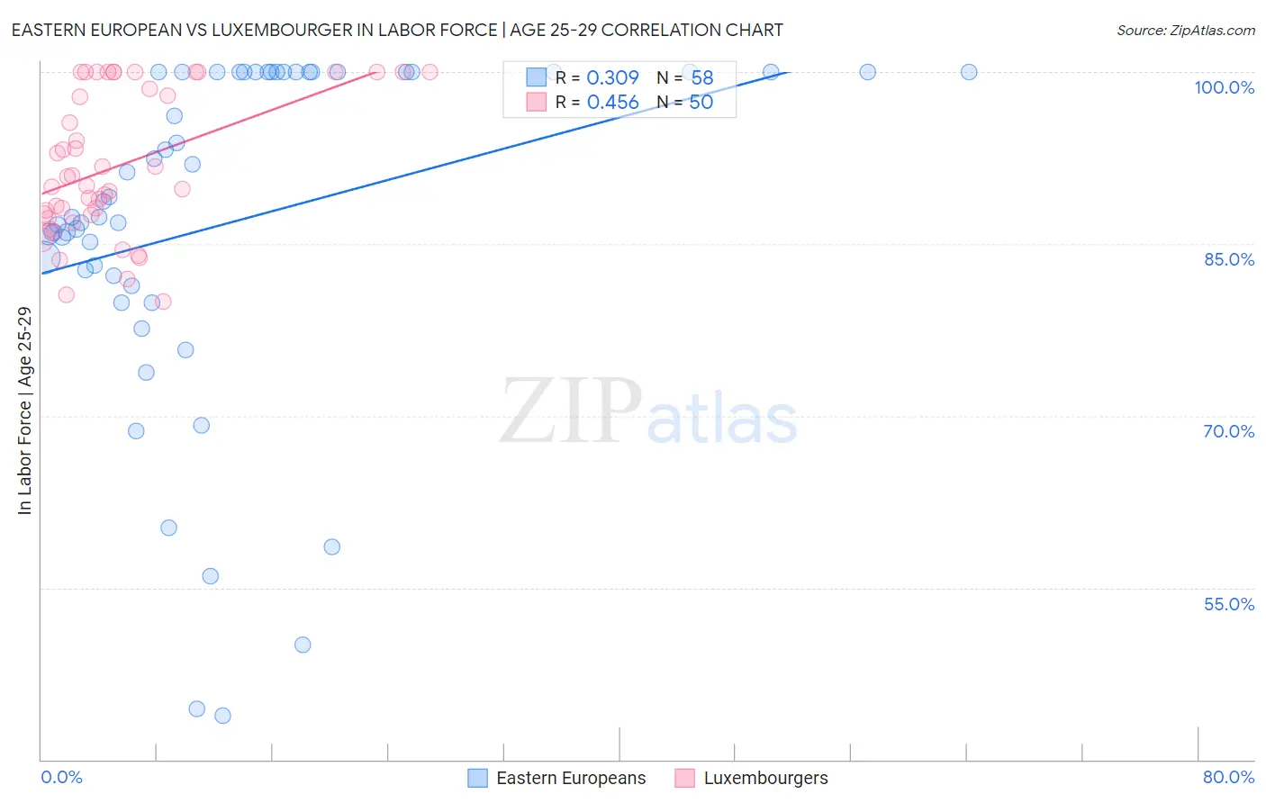 Eastern European vs Luxembourger In Labor Force | Age 25-29