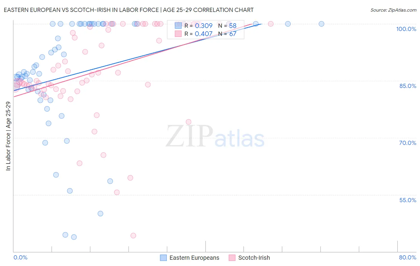 Eastern European vs Scotch-Irish In Labor Force | Age 25-29