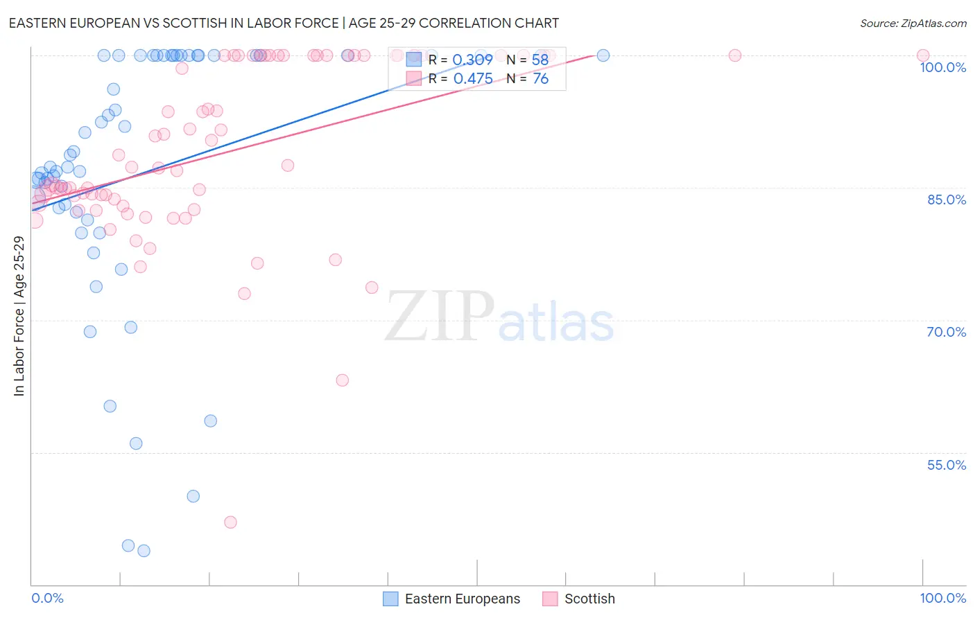 Eastern European vs Scottish In Labor Force | Age 25-29