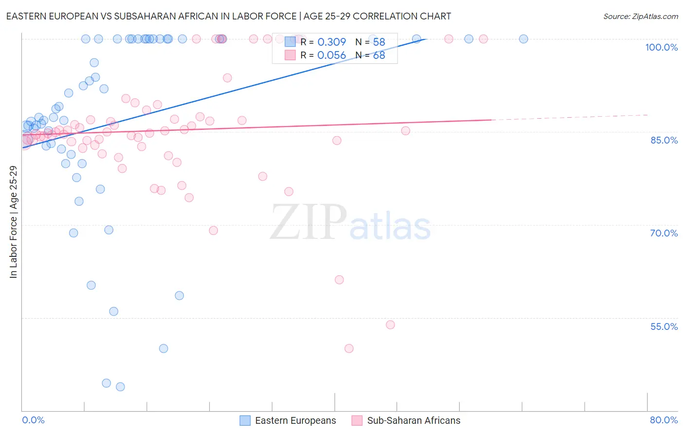 Eastern European vs Subsaharan African In Labor Force | Age 25-29