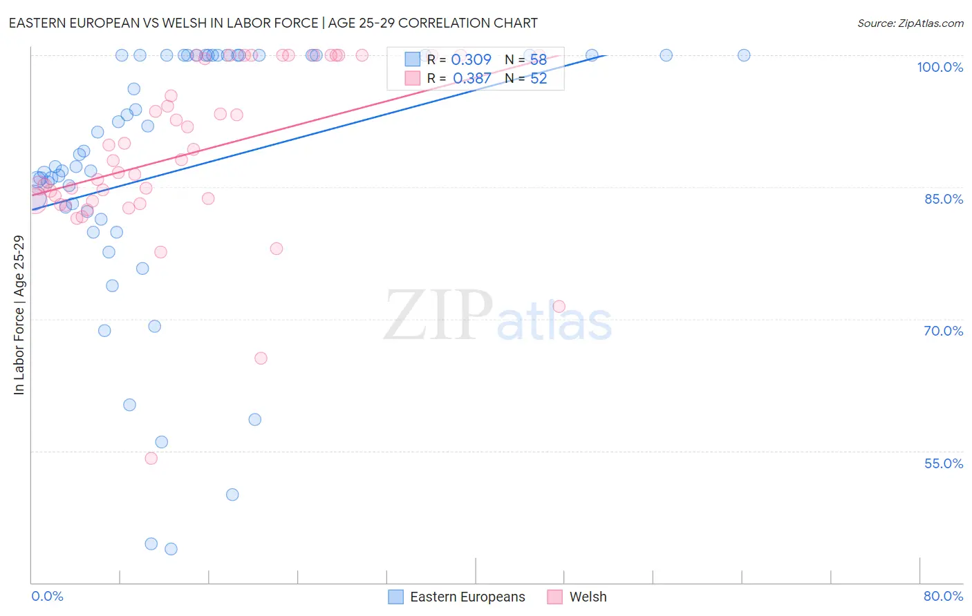 Eastern European vs Welsh In Labor Force | Age 25-29