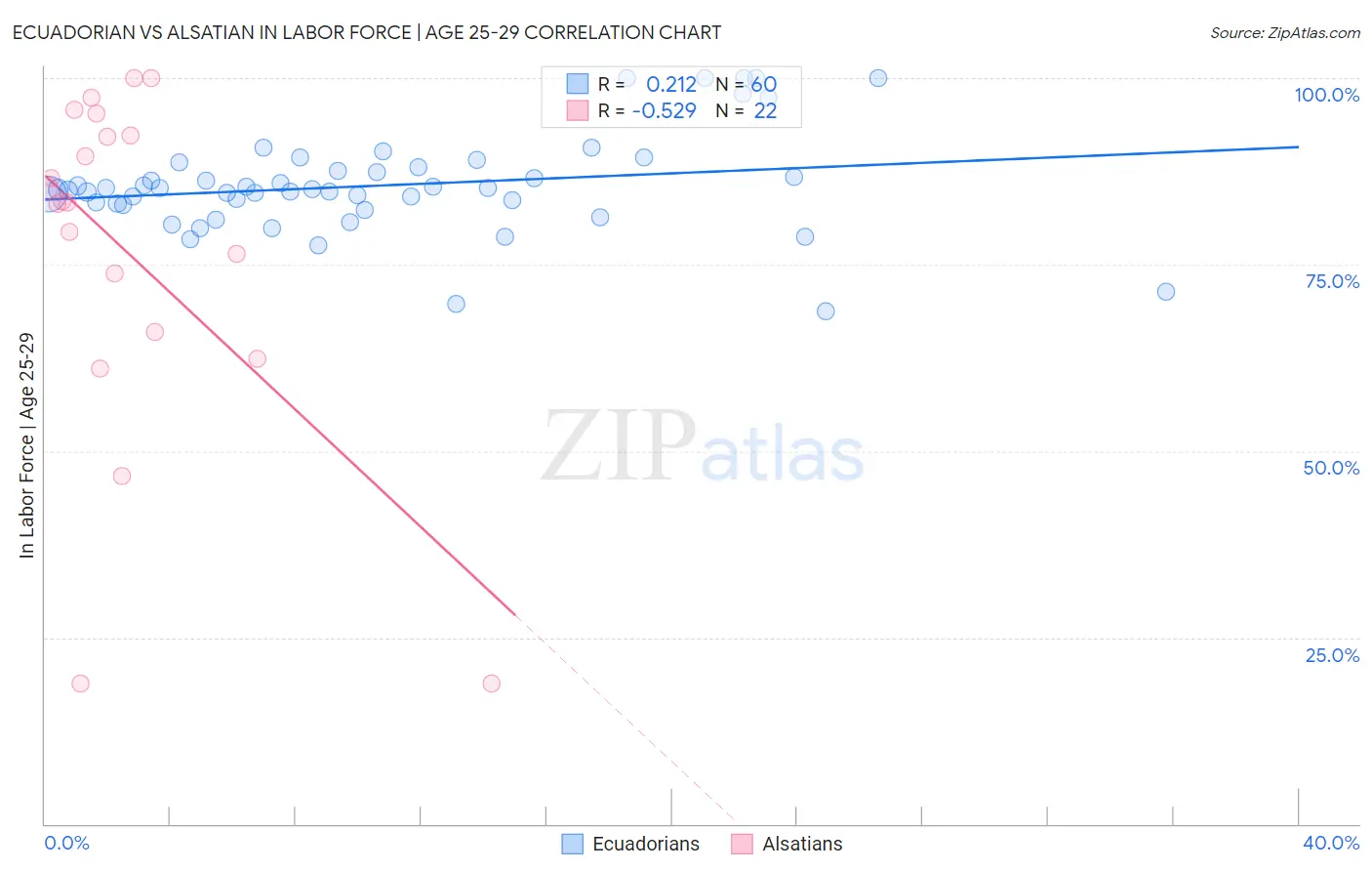 Ecuadorian vs Alsatian In Labor Force | Age 25-29