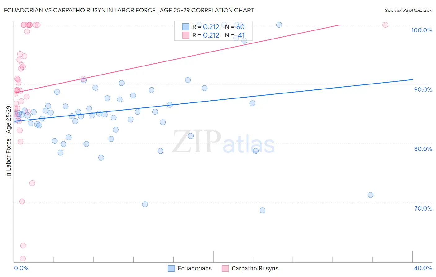Ecuadorian vs Carpatho Rusyn In Labor Force | Age 25-29