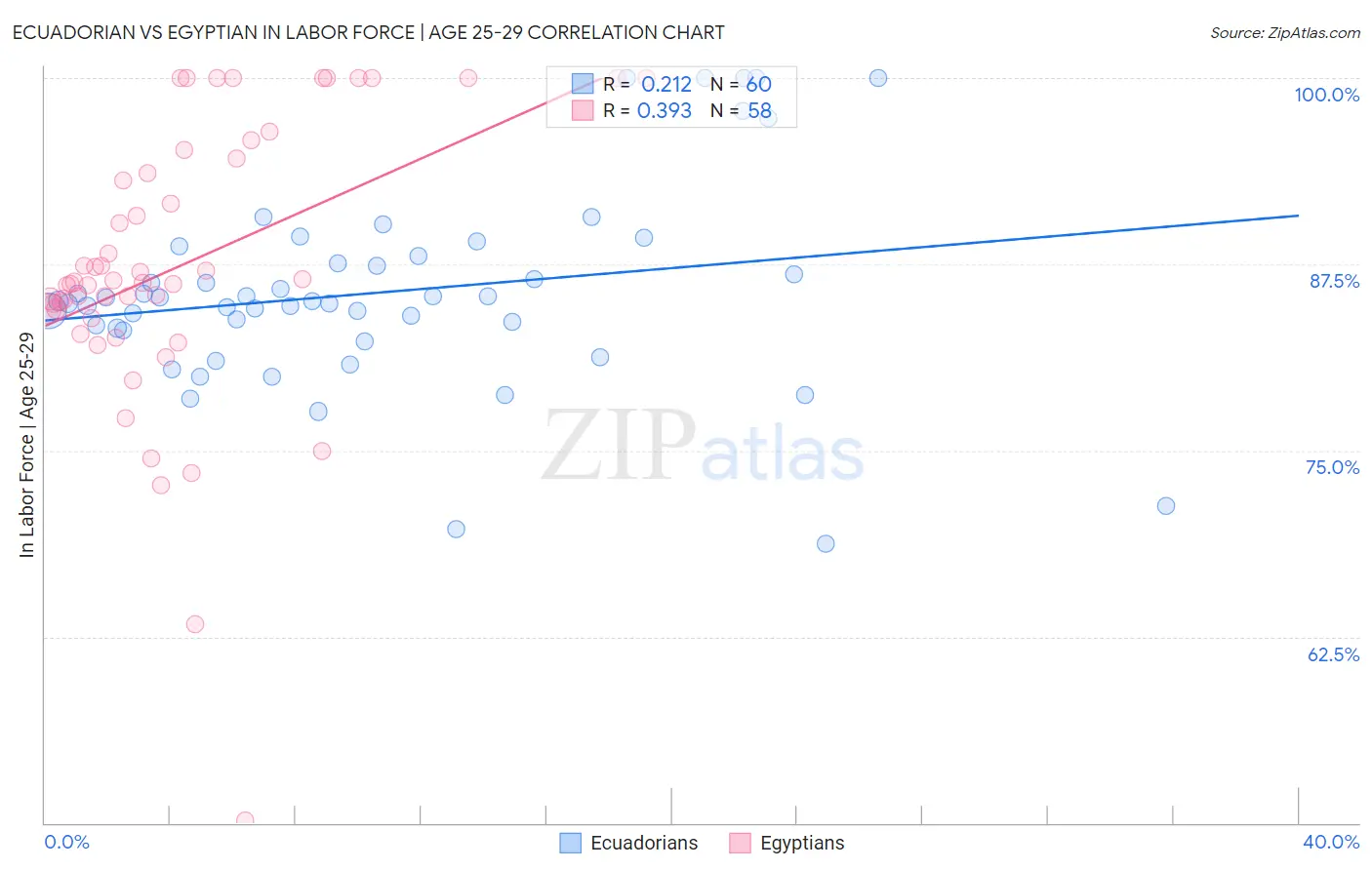 Ecuadorian vs Egyptian In Labor Force | Age 25-29