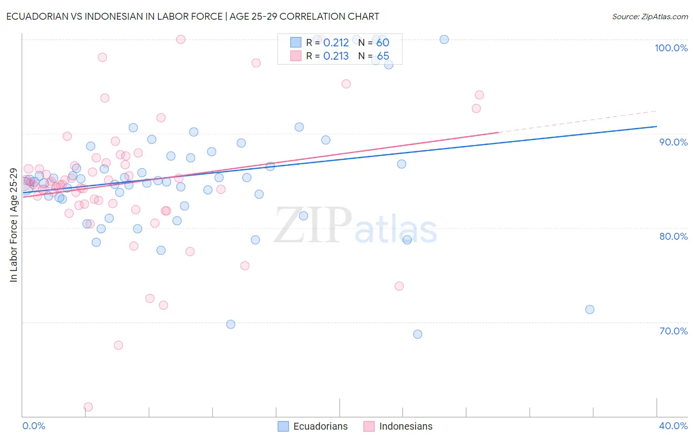Ecuadorian vs Indonesian In Labor Force | Age 25-29