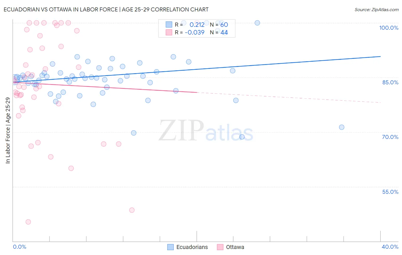 Ecuadorian vs Ottawa In Labor Force | Age 25-29