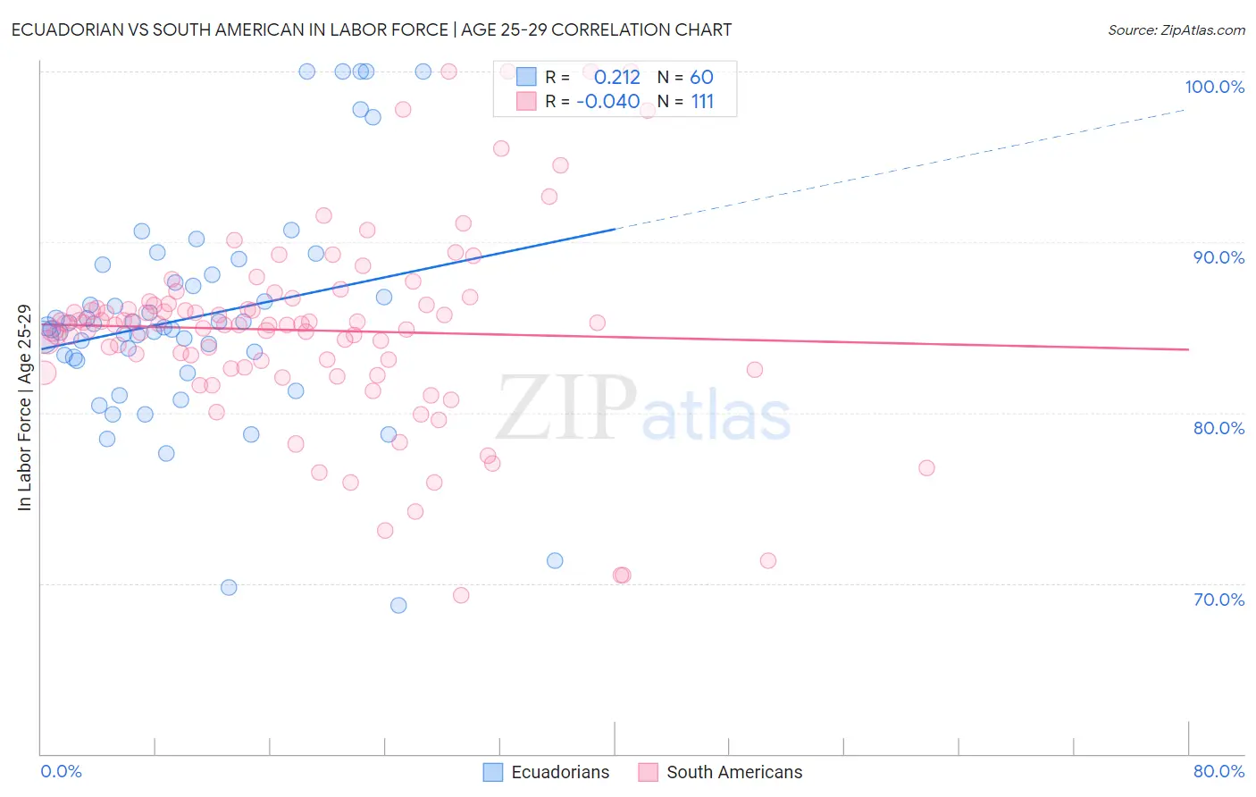 Ecuadorian vs South American In Labor Force | Age 25-29