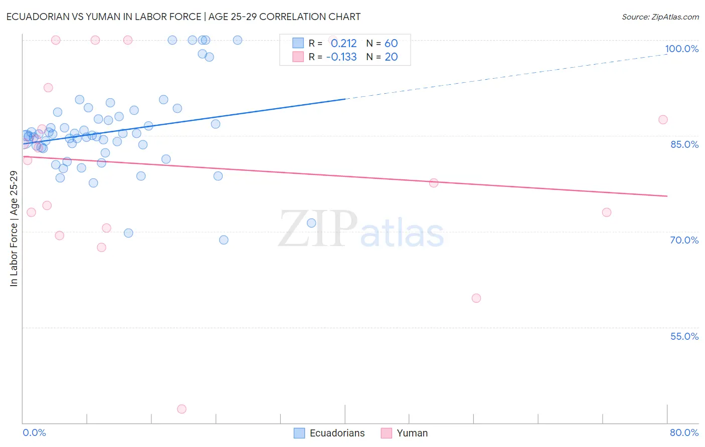 Ecuadorian vs Yuman In Labor Force | Age 25-29