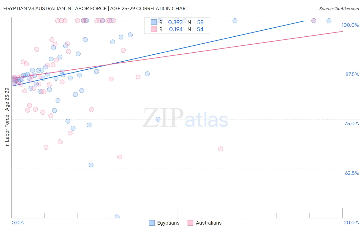 Egyptian vs Australian In Labor Force | Age 25-29