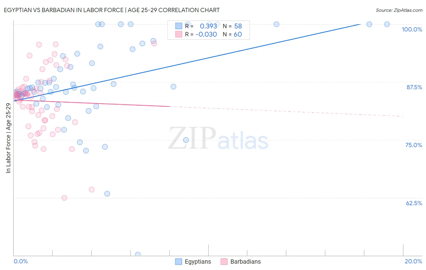 Egyptian vs Barbadian In Labor Force | Age 25-29