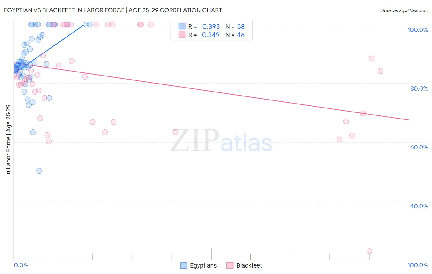 Egyptian vs Blackfeet In Labor Force | Age 25-29