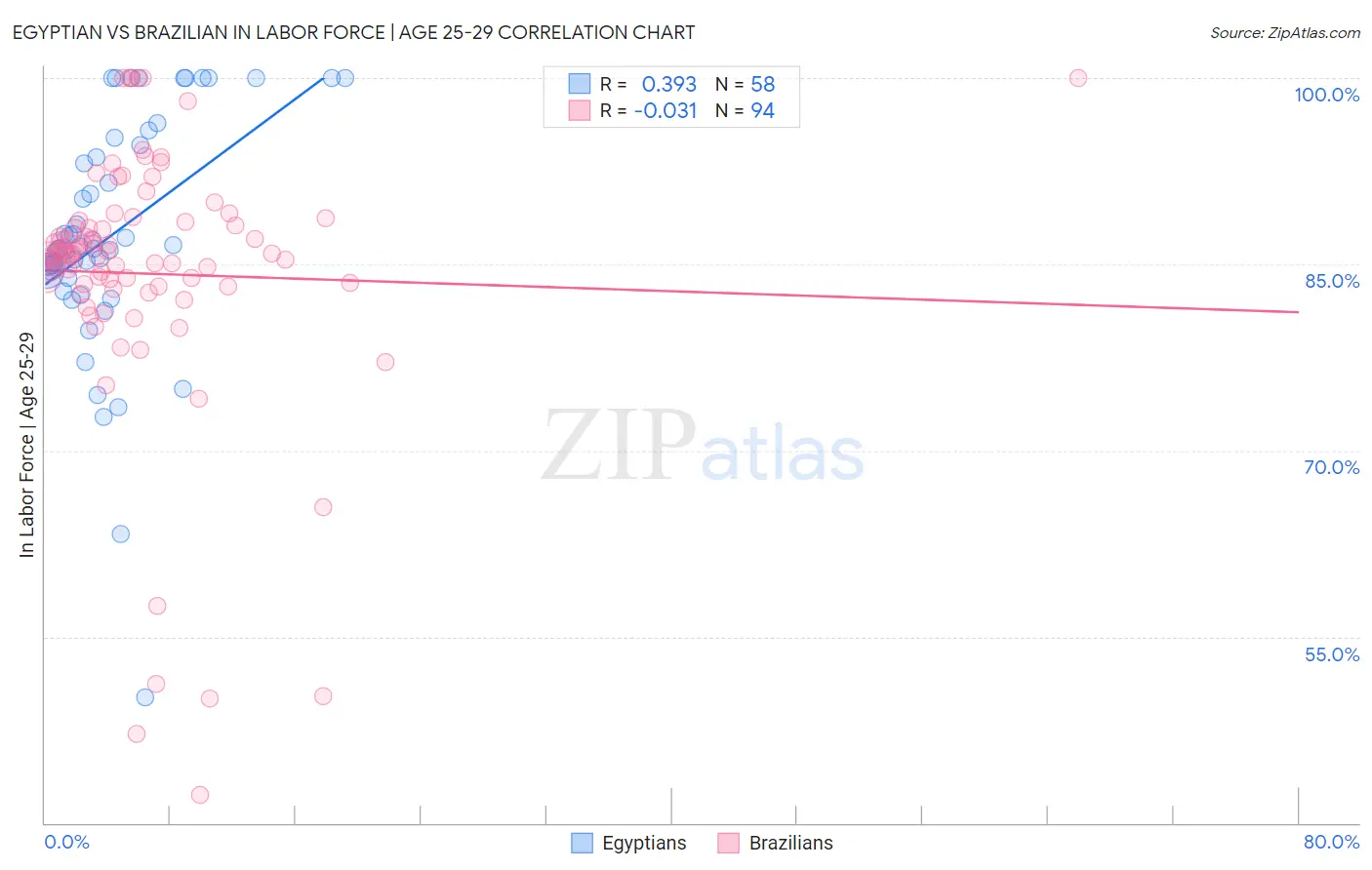 Egyptian vs Brazilian In Labor Force | Age 25-29