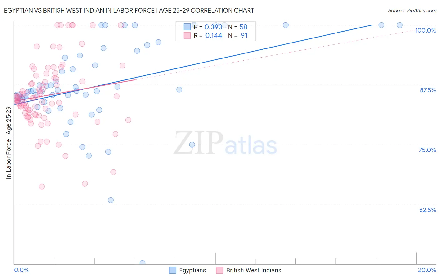 Egyptian vs British West Indian In Labor Force | Age 25-29