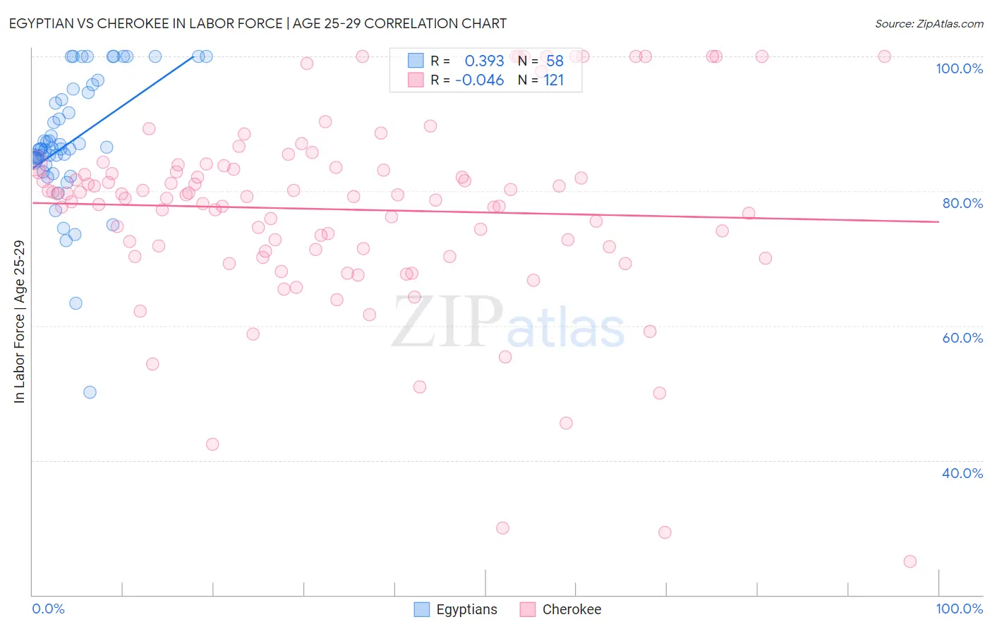 Egyptian vs Cherokee In Labor Force | Age 25-29