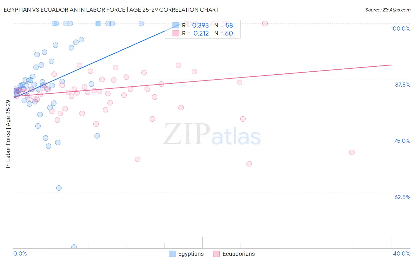 Egyptian vs Ecuadorian In Labor Force | Age 25-29