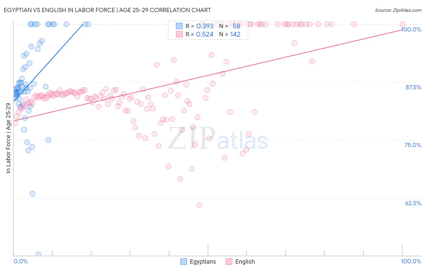 Egyptian vs English In Labor Force | Age 25-29