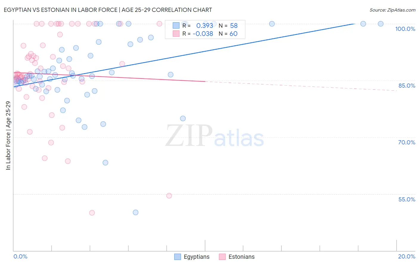 Egyptian vs Estonian In Labor Force | Age 25-29