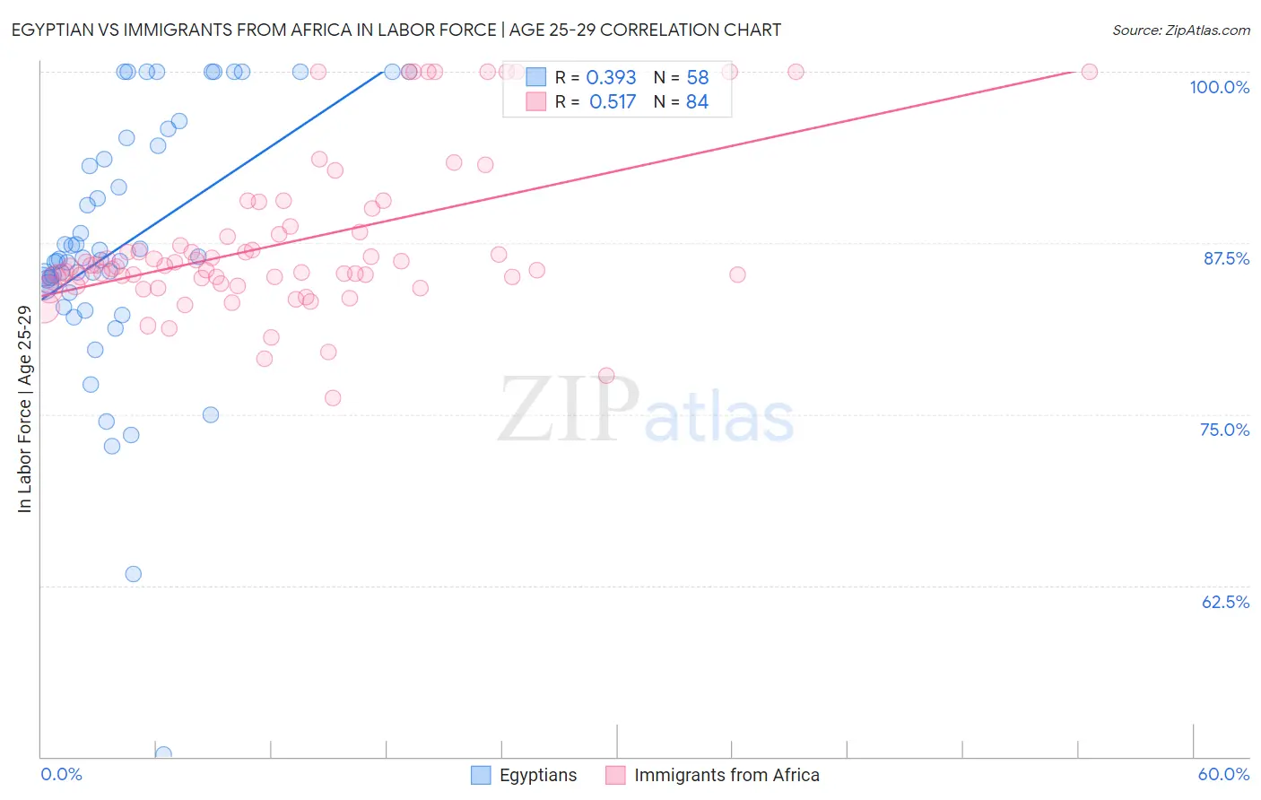 Egyptian vs Immigrants from Africa In Labor Force | Age 25-29