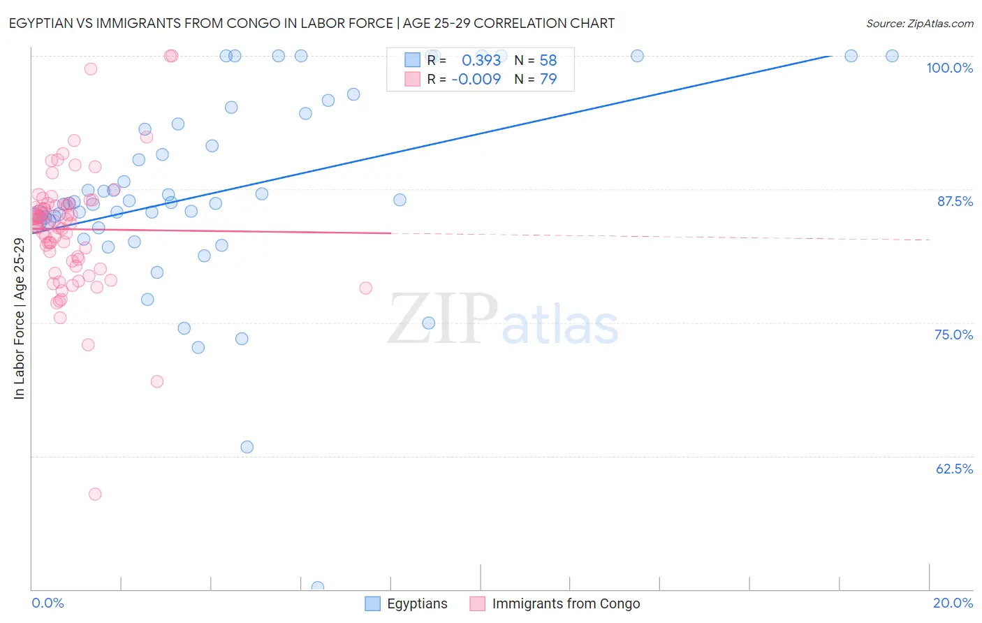 Egyptian vs Immigrants from Congo In Labor Force | Age 25-29