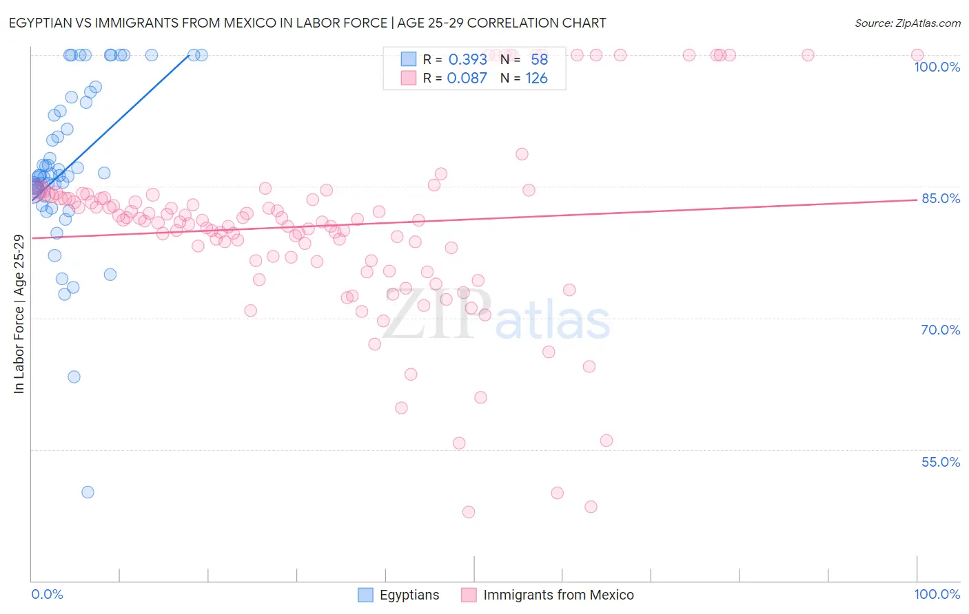 Egyptian vs Immigrants from Mexico In Labor Force | Age 25-29