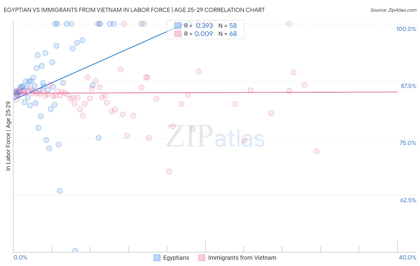 Egyptian vs Immigrants from Vietnam In Labor Force | Age 25-29