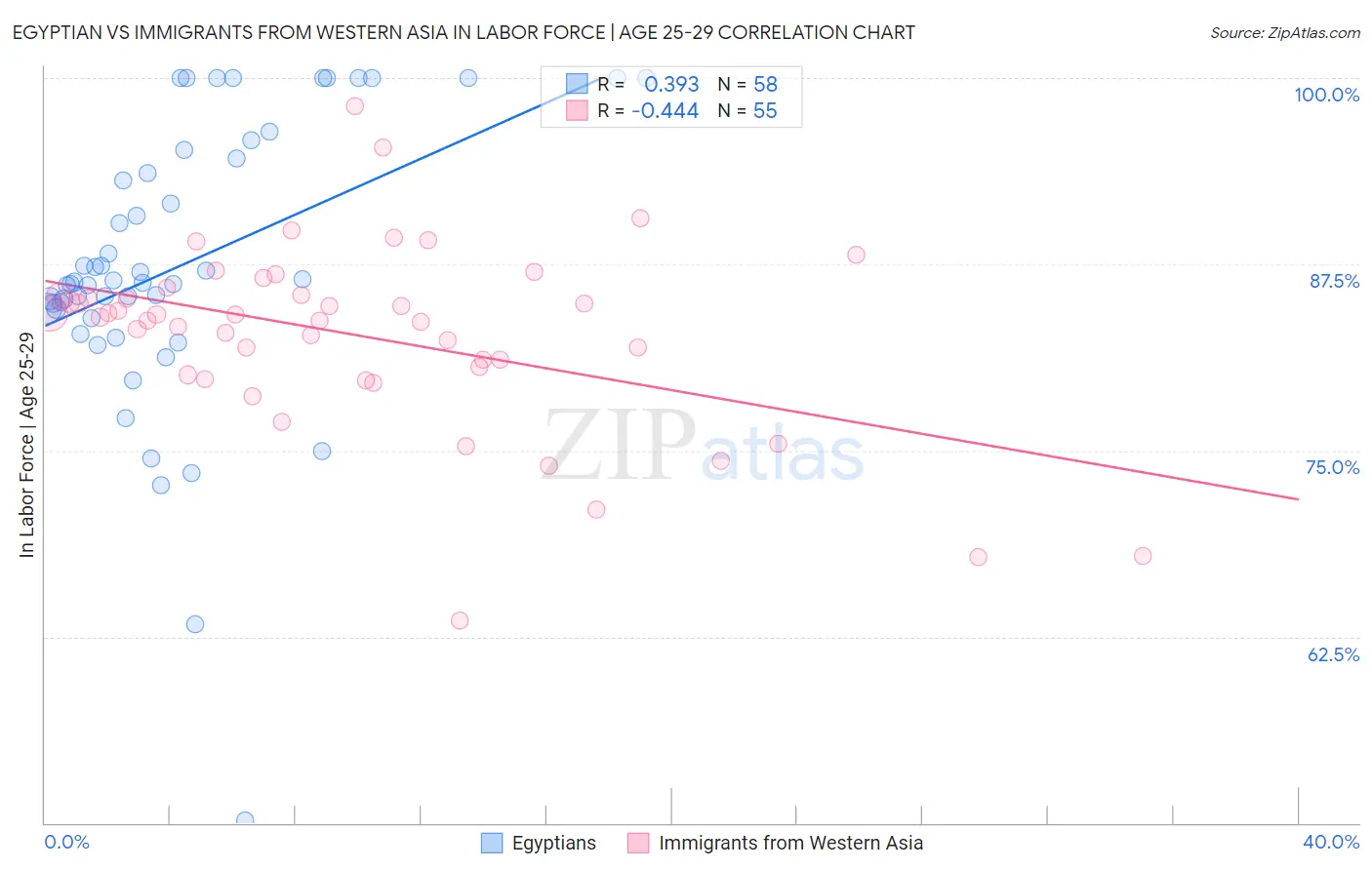 Egyptian vs Immigrants from Western Asia In Labor Force | Age 25-29