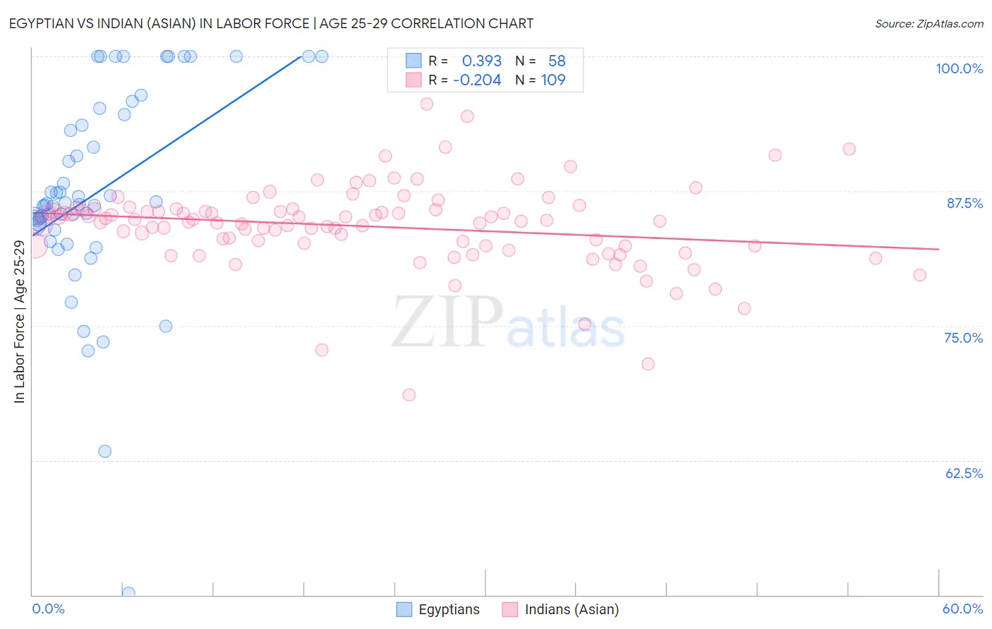 Egyptian vs Indian (Asian) In Labor Force | Age 25-29