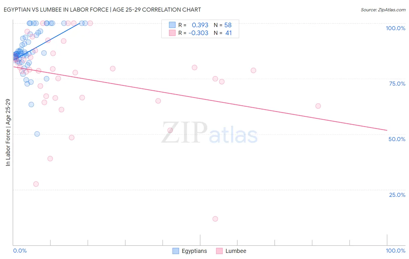 Egyptian vs Lumbee In Labor Force | Age 25-29