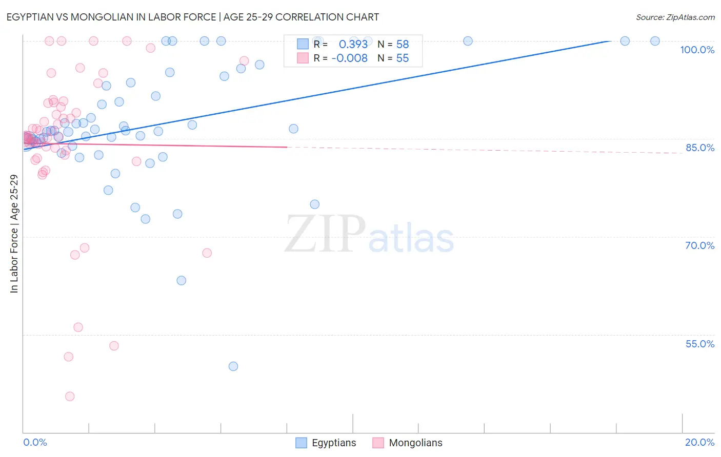 Egyptian vs Mongolian In Labor Force | Age 25-29