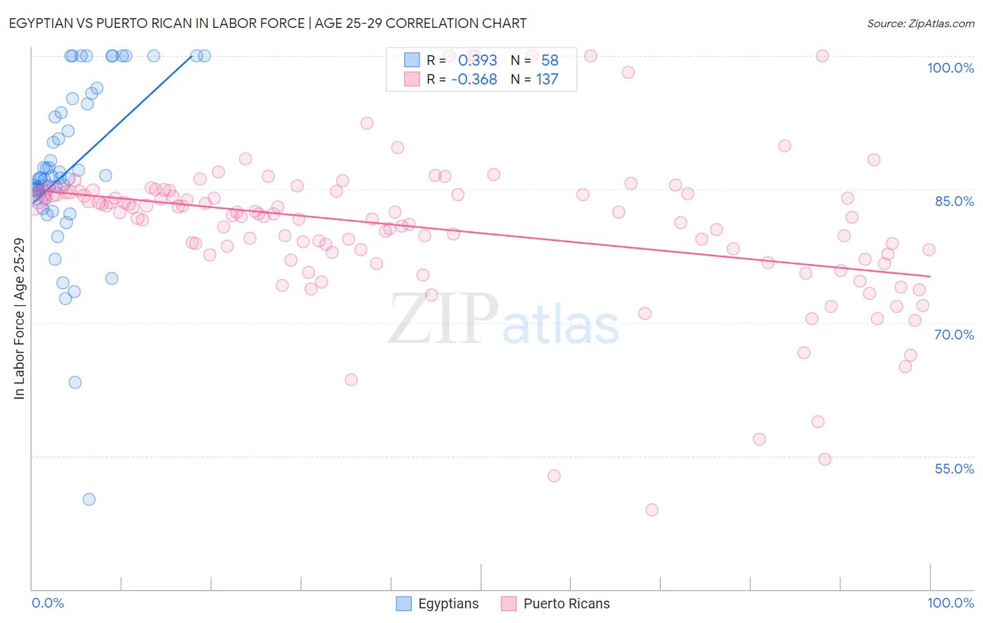 Egyptian vs Puerto Rican In Labor Force | Age 25-29