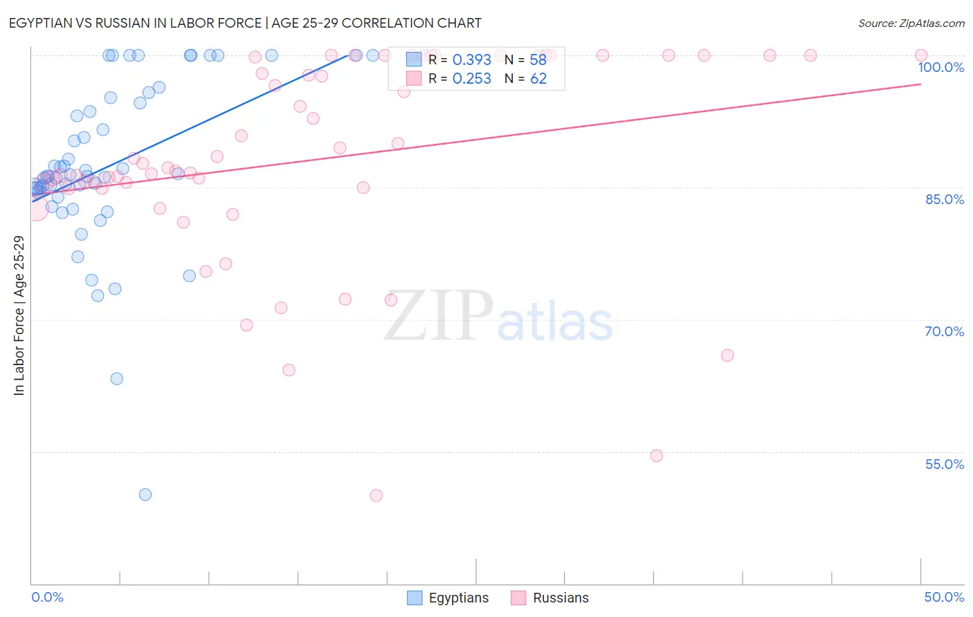 Egyptian vs Russian In Labor Force | Age 25-29