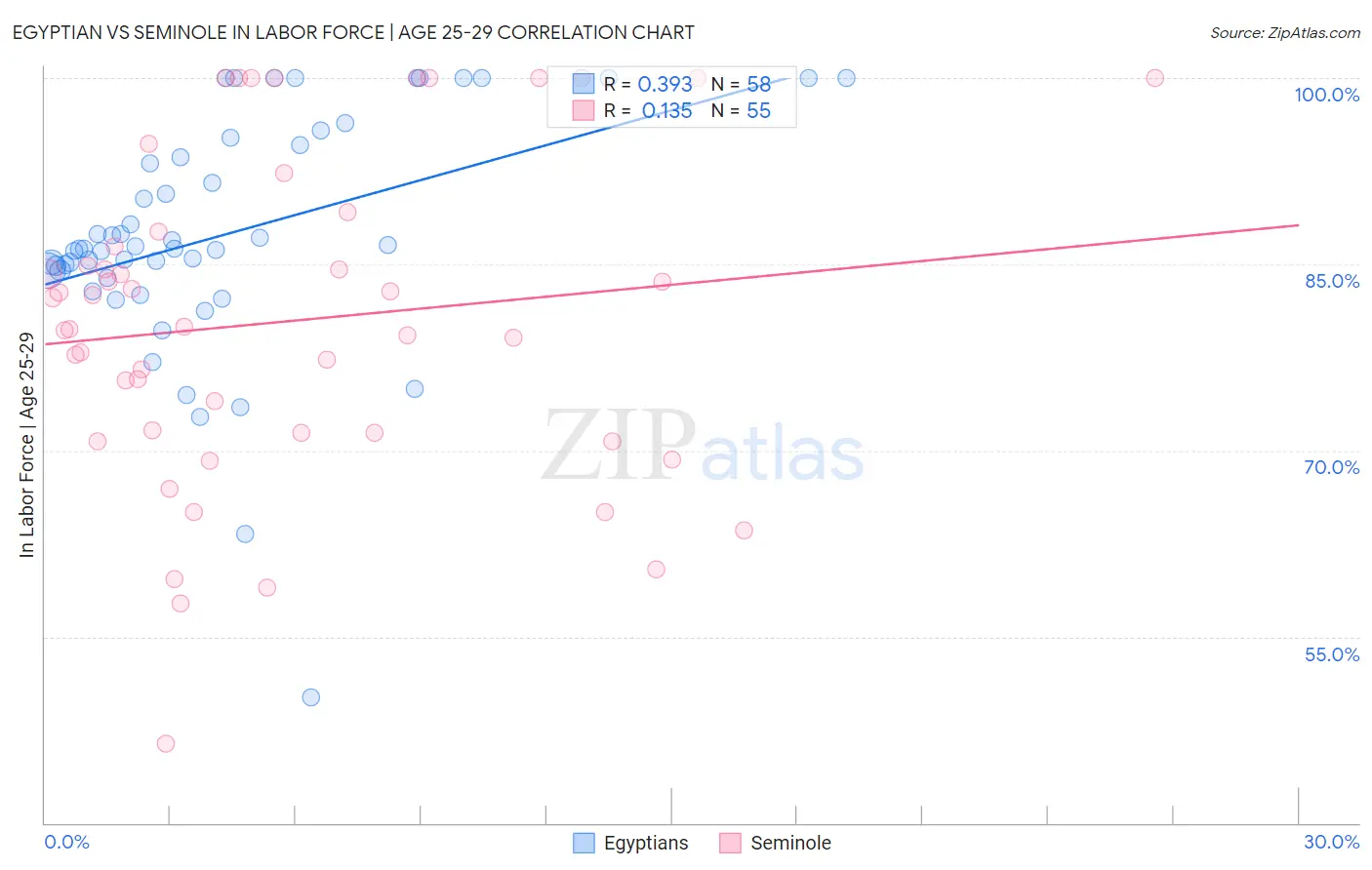 Egyptian vs Seminole In Labor Force | Age 25-29