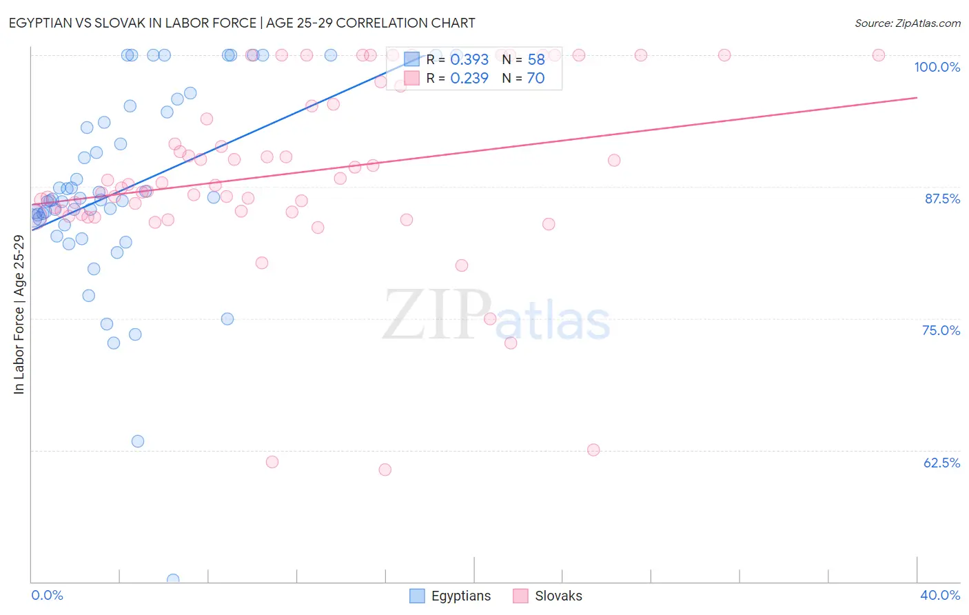 Egyptian vs Slovak In Labor Force | Age 25-29