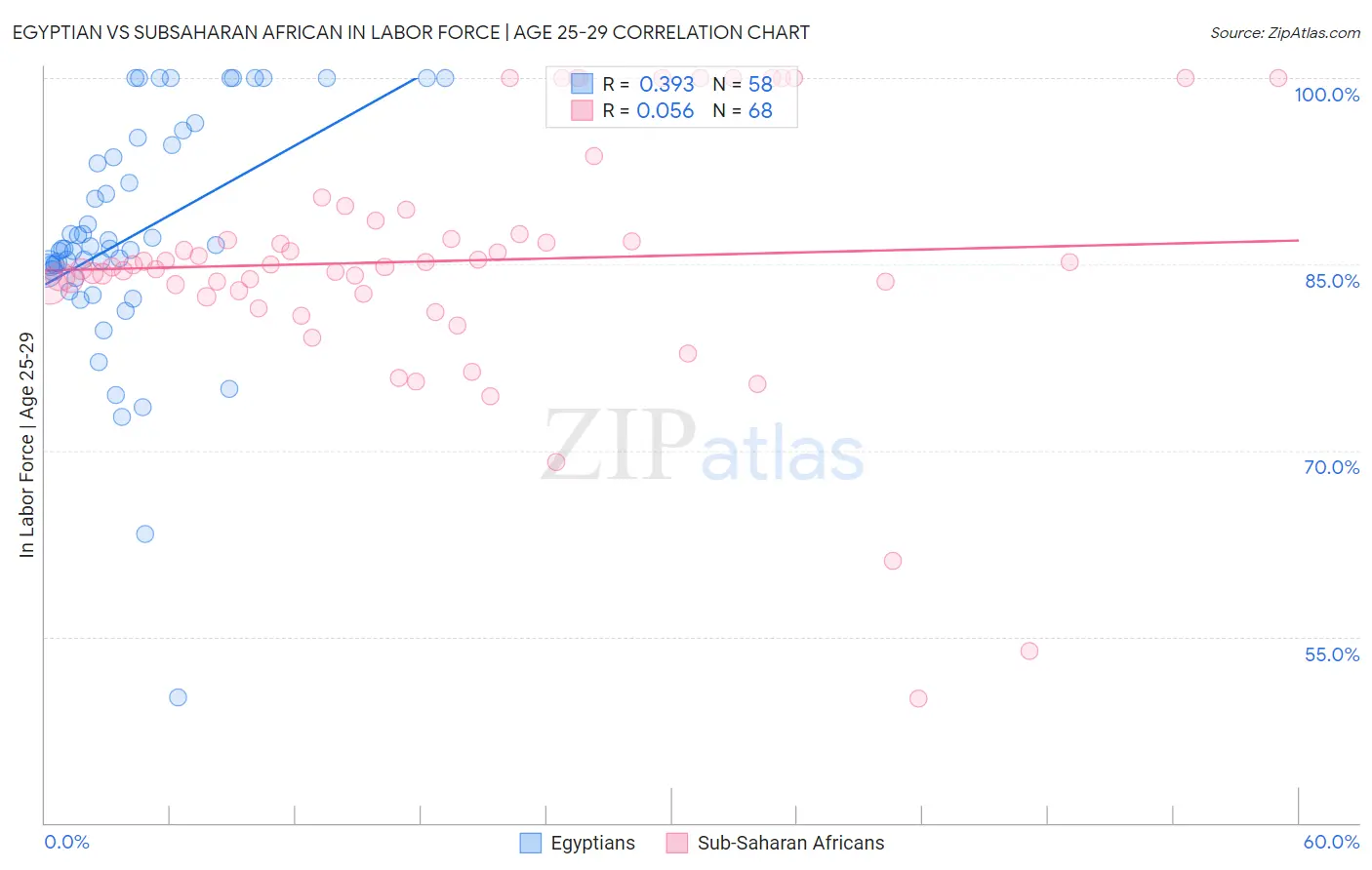 Egyptian vs Subsaharan African In Labor Force | Age 25-29