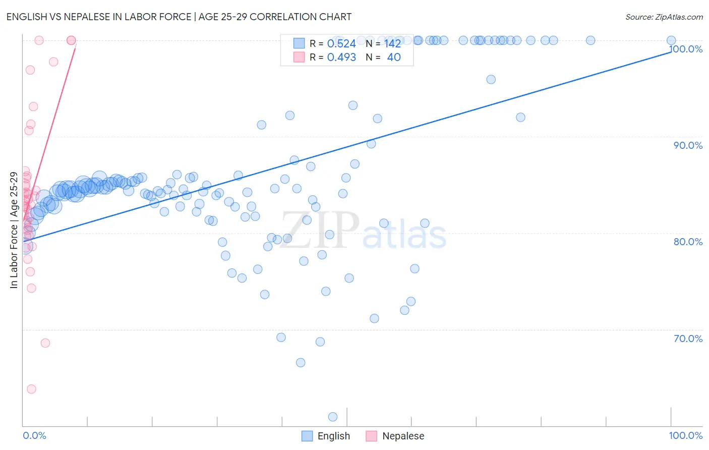 English vs Nepalese In Labor Force | Age 25-29