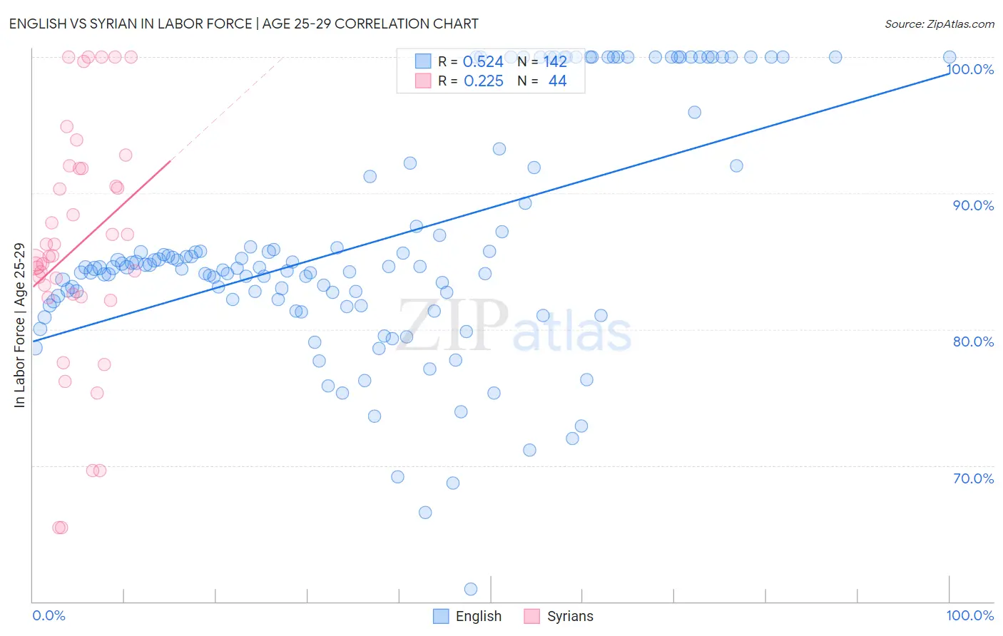 English vs Syrian In Labor Force | Age 25-29