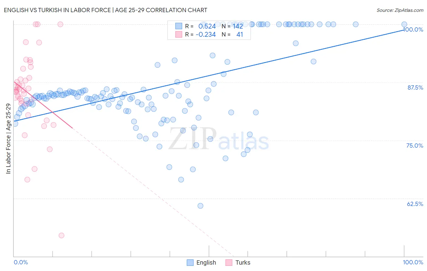 English vs Turkish In Labor Force | Age 25-29