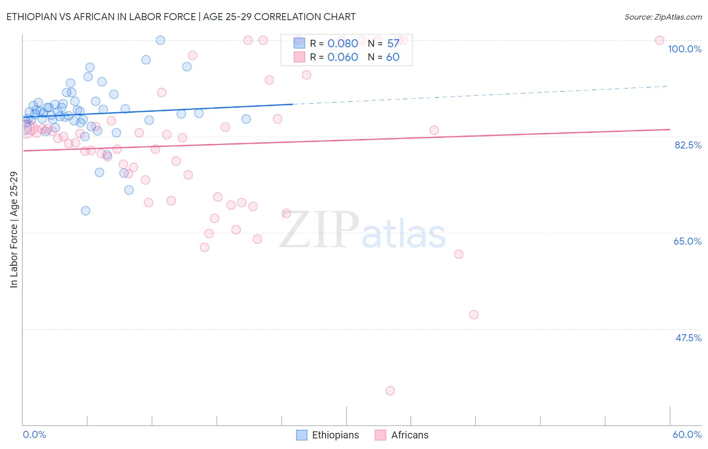 Ethiopian vs African In Labor Force | Age 25-29
