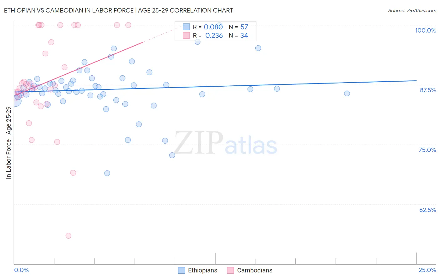 Ethiopian vs Cambodian In Labor Force | Age 25-29